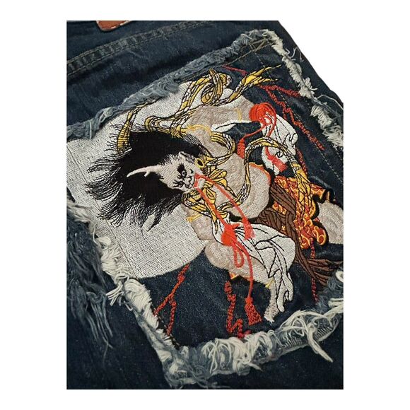 Kanji Premium Embroidered Oni Warrior Jeans Size 36 (Actual 34x30) Lot 0460 - Picture 10 of 12